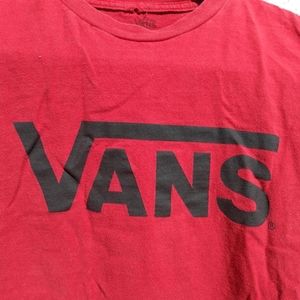 Vans Vintage 90s Y2K 2000 Red t-shirt Black Lettering Logo size Small